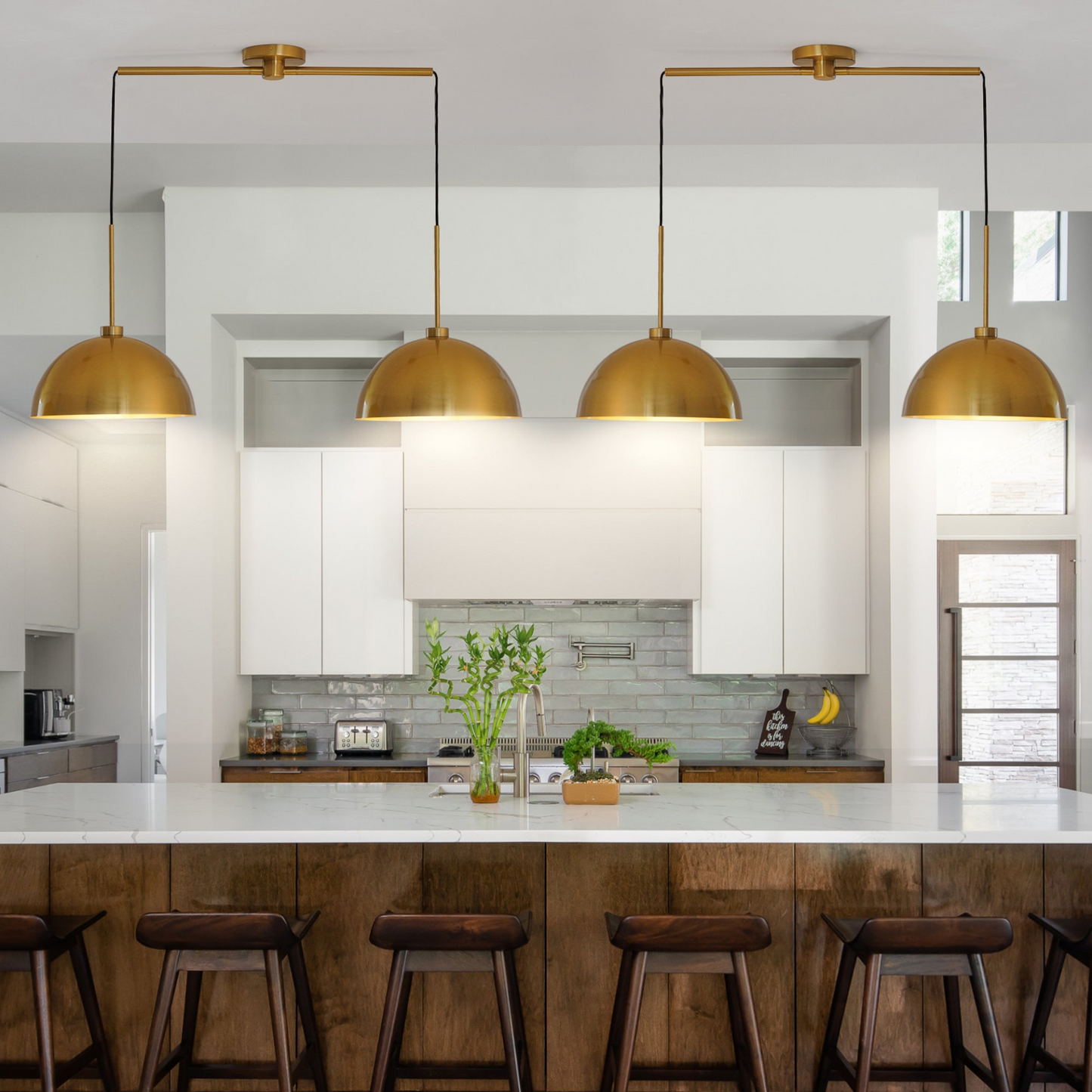 Industrial Modern Copper Color Double Pendant Light – Adjustable Ceiling Hanging Lamp with Bright Finish for Dining Room, Kitchen, or Living Room – Stylish and Durable Lighting Fixture (No Bulbs)