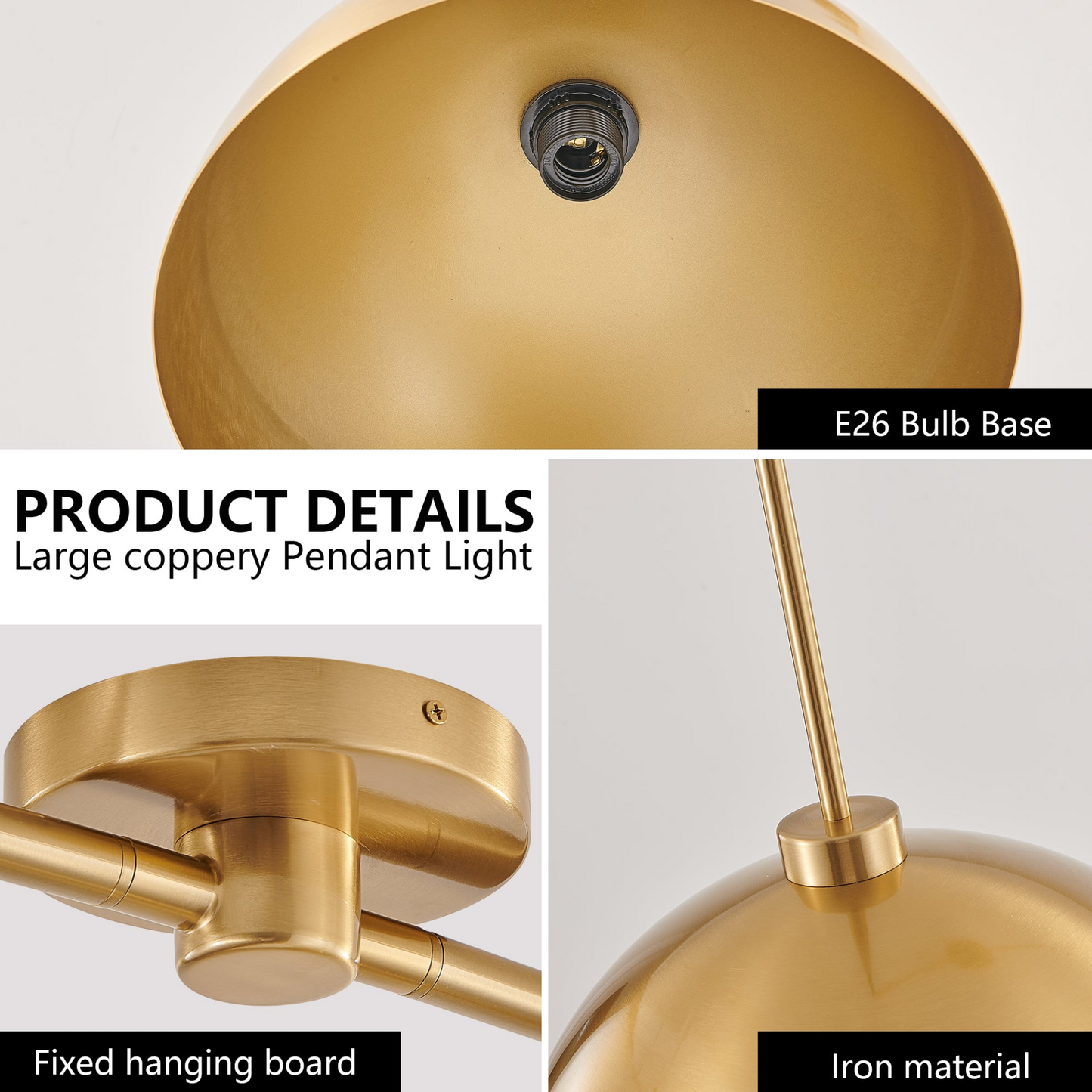 Industrial Modern Copper Color Double Pendant Light – Adjustable Ceiling Hanging Lamp with Bright Finish for Dining Room, Kitchen, or Living Room – Stylish and Durable Lighting Fixture (No Bulbs)