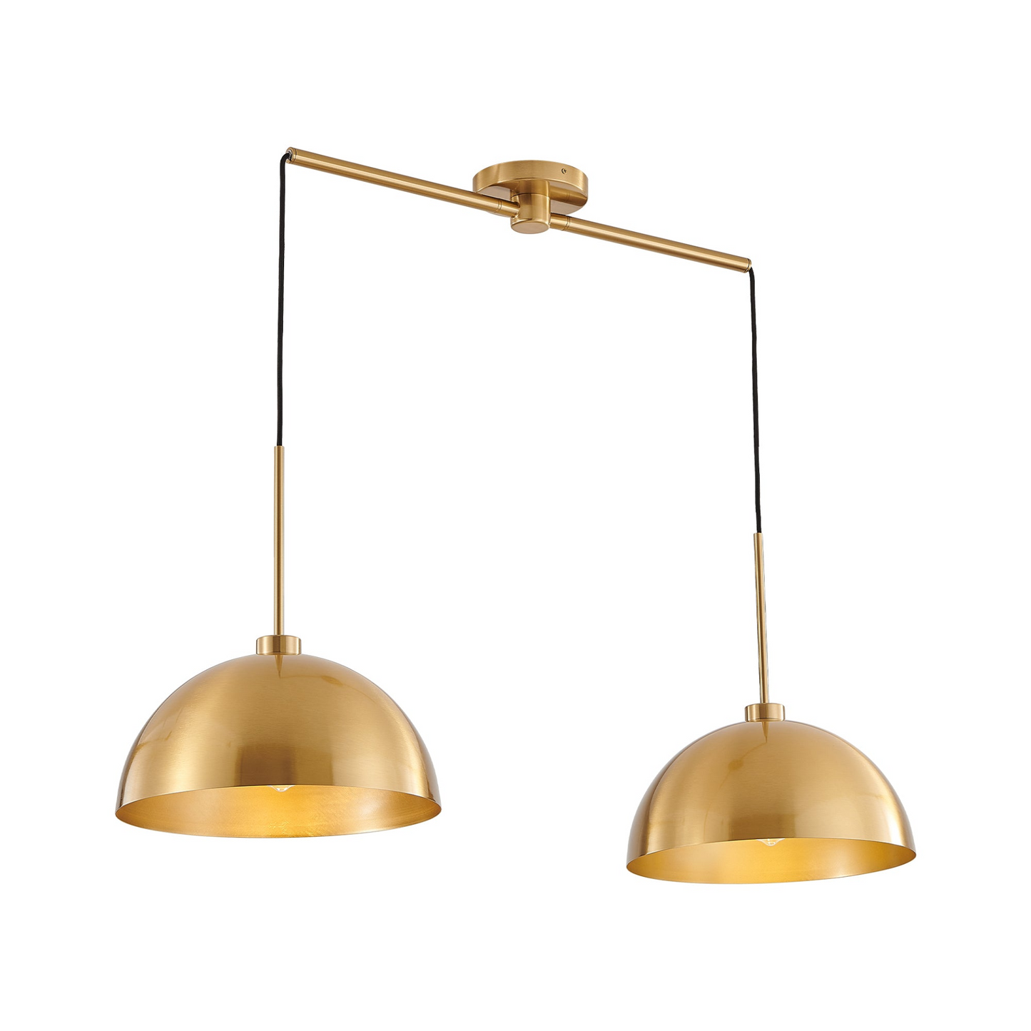 Industrial Modern Copper Color Double Pendant Light – Adjustable Ceiling Hanging Lamp with Bright Finish for Dining Room, Kitchen, or Living Room – Stylish and Durable Lighting Fixture (No Bulbs)