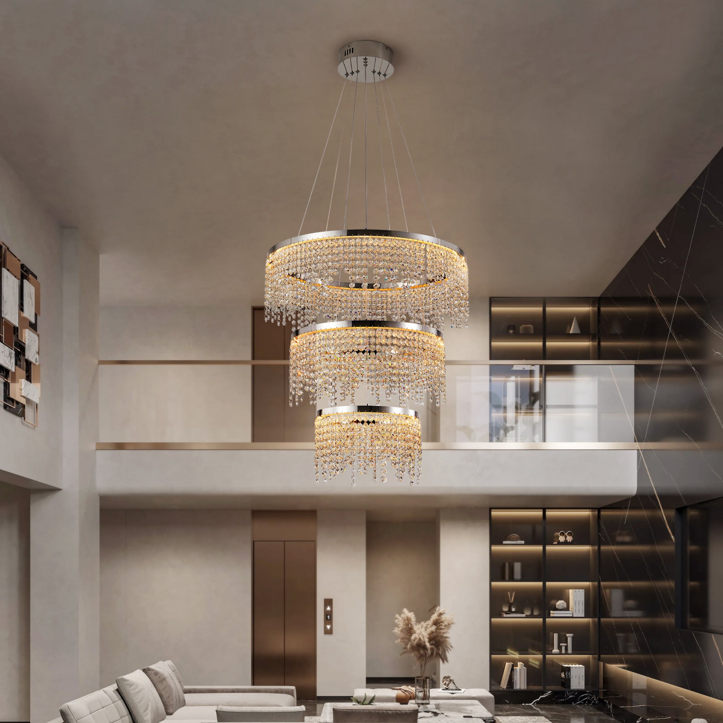 23.6-inch Fancy hanging ceiling lamps luxury modern pendant light crystal chandelier