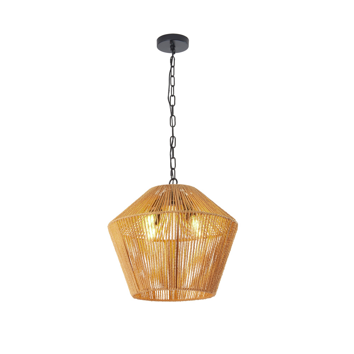 Boho Hemp Rope Pendant Light, Handcrafted Farmhouse Hanging Light Fixture for Kitchen Island, Dining Room, or Bedroom, Natural Finish, Adjustable Height (Bulb Not Included)