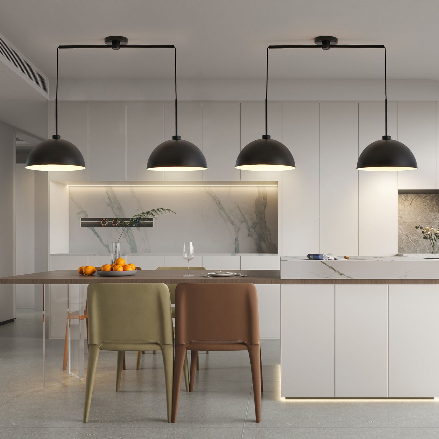 Industrial Modern Black Double Pendant Light – Adjustable Ceiling Hanging Lamp with Matte Finish for Dining Room, Kitchen, or Living Room – Stylish and Durable Lighting Fixture (No Bulbs)