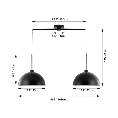 Industrial Modern Black Double Pendant Light – Adjustable Ceiling Hanging Lamp with Matte Finish for Dining Room, Kitchen, or Living Room – Stylish and Durable Lighting Fixture (No Bulbs)