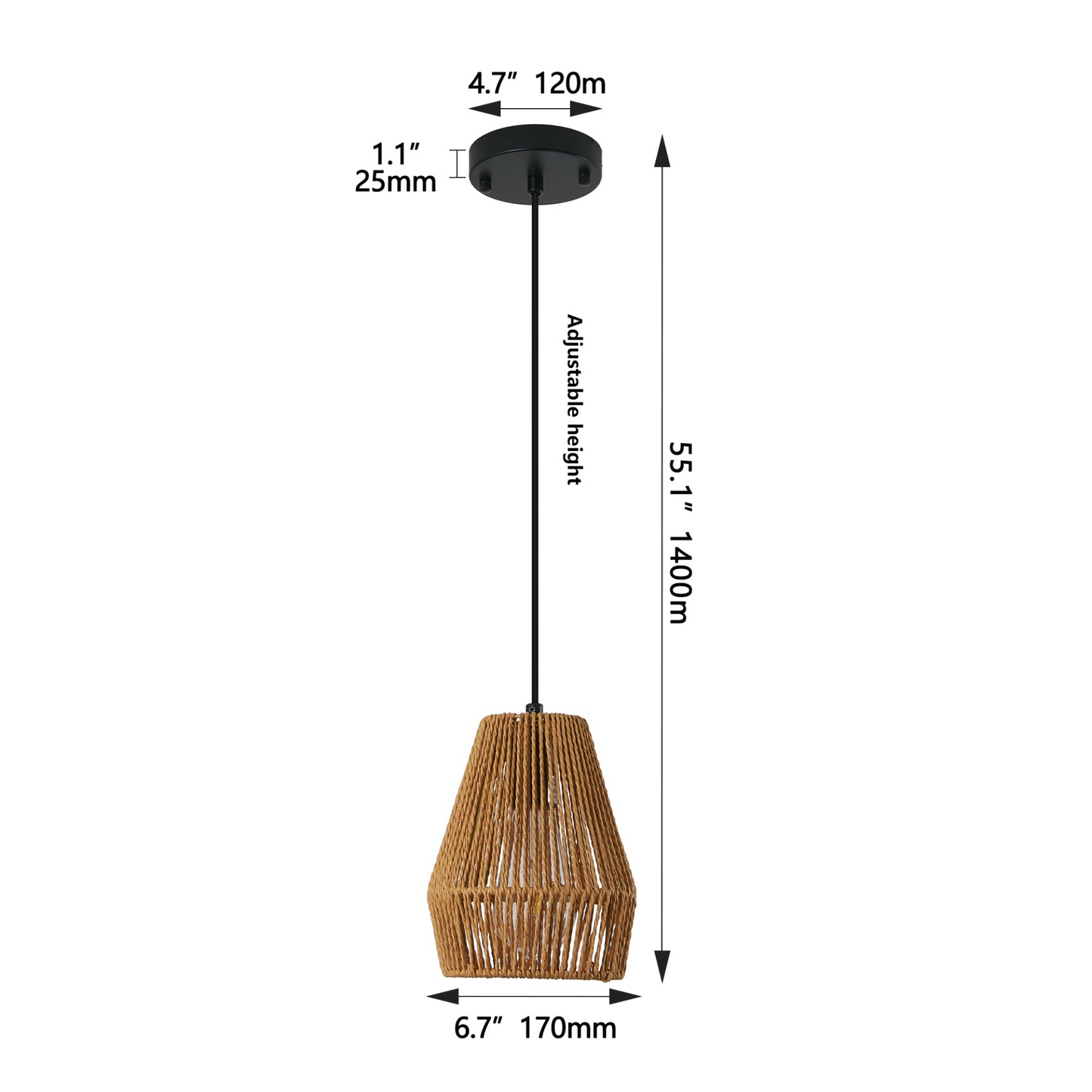 Set of 3 Rustic Hemp Rope Pendant Light, Handcrafted Farmhouse Hanging Light Fixture, Adjustable Height Ceiling Lamp for Kitchen Island, Dining Room, or Living Room, Natural Woven Design (No Bulb)