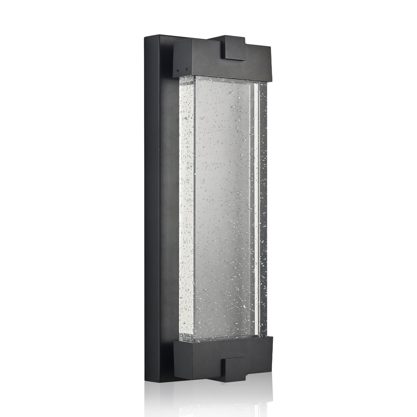 Black Aluminum Finish Outdoor Wall Light with Bubble Crystal Glass, LED Light Source, 3000K Warm Light, Weatherproof Exterior Sconce for Patio, Porch, or Garage (1-pack)