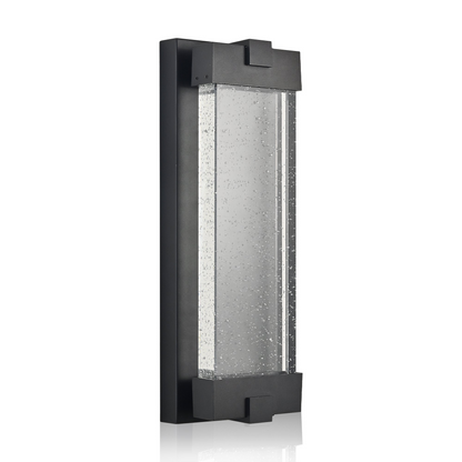 Black Aluminum Finish Outdoor Wall Light with Bubble Crystal Glass, LED Light Source, 3000K Warm Light, Weatherproof Exterior Sconce for Patio, Porch, or Garage (1-pack)