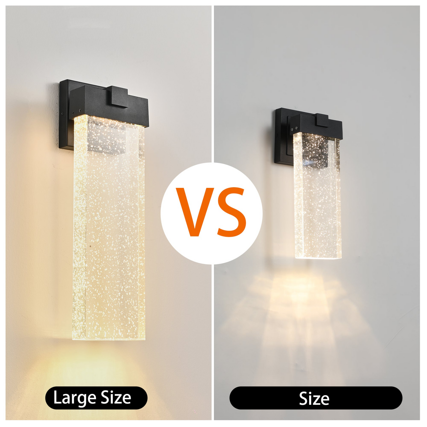 1-pack Modern Outdoor Wall Light Fixture, Weatherproof LED Wall Sconce with Bubble Crystal, Black Finish, Up and Down Lighting for Porch, Patio, and Garden