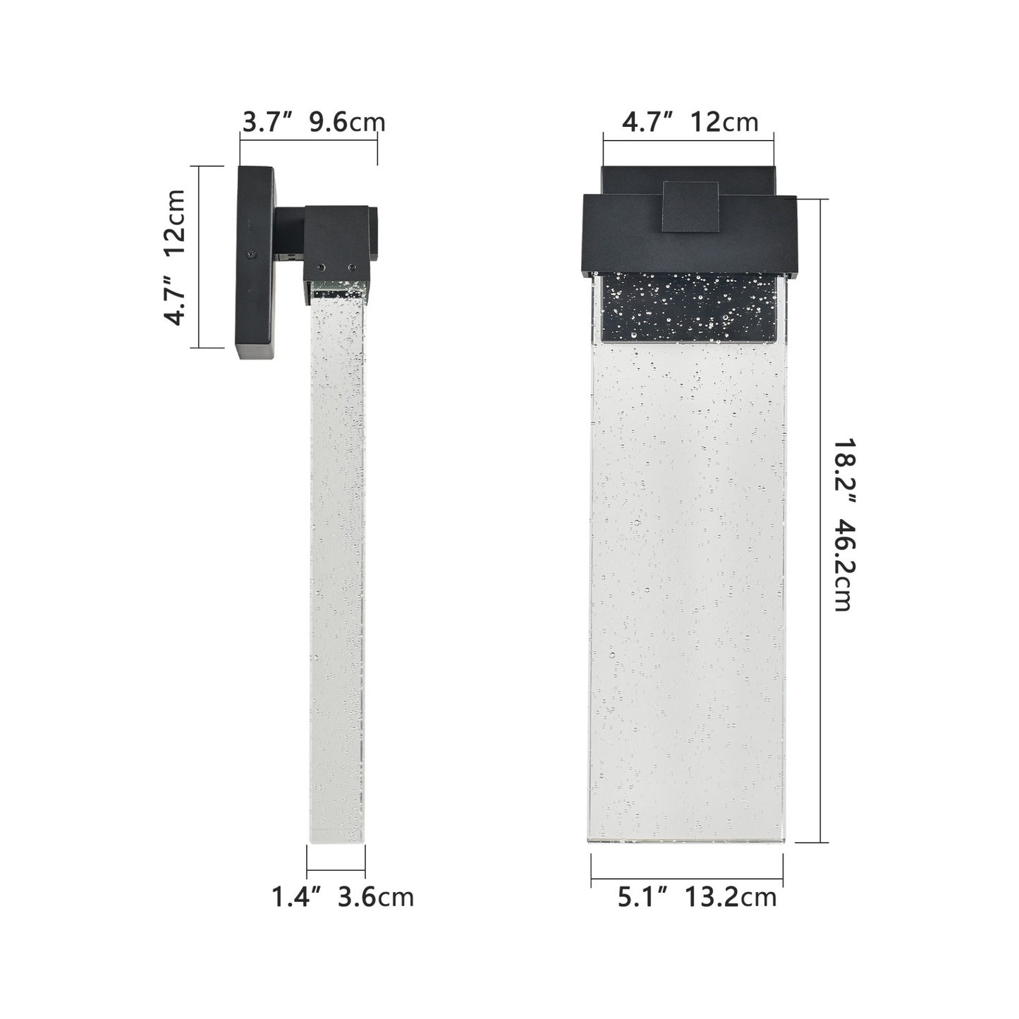 1-pack Modern Outdoor Wall Light Fixture, Weatherproof LED Wall Sconce with Bubble Crystal, Black Finish, Up and Down Lighting for Porch, Patio, and Garden