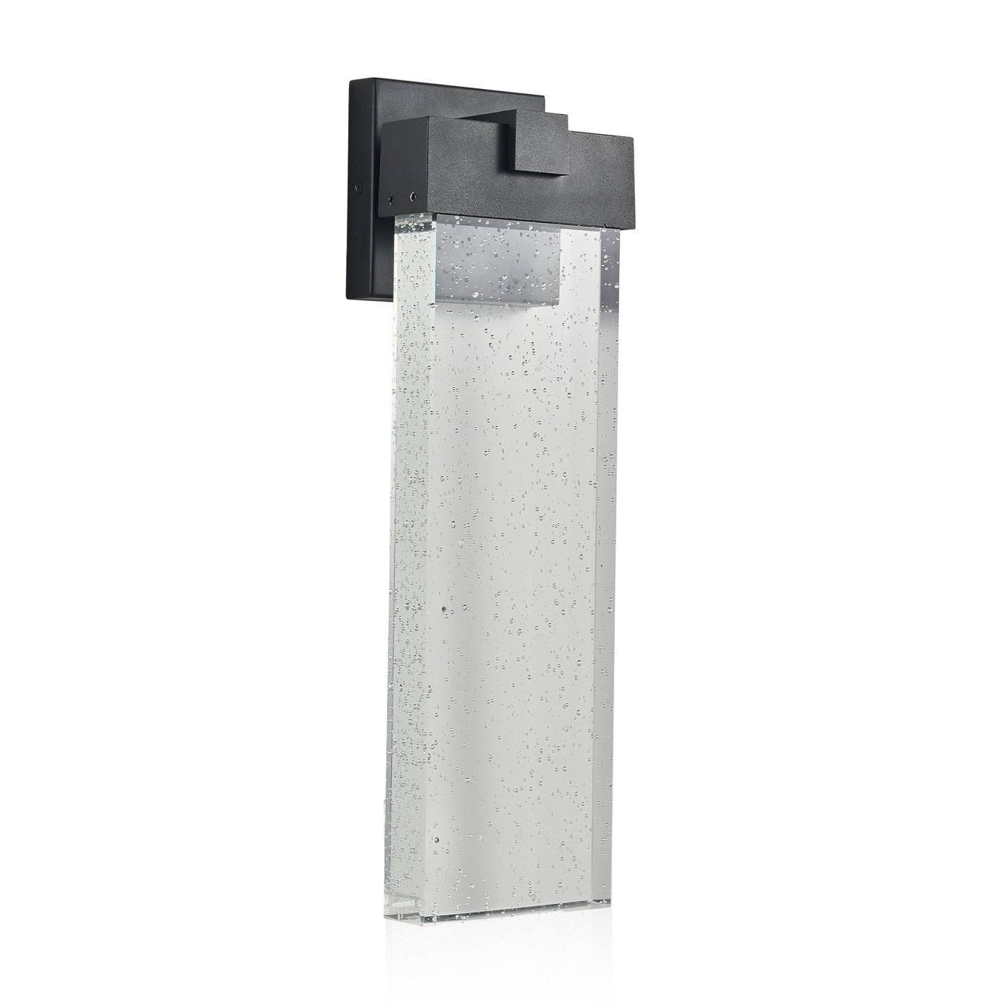 1-pack Modern Outdoor Wall Light Fixture, Weatherproof LED Wall Sconce with Bubble Crystal, Black Finish, Up and Down Lighting for Porch, Patio, and Garden
