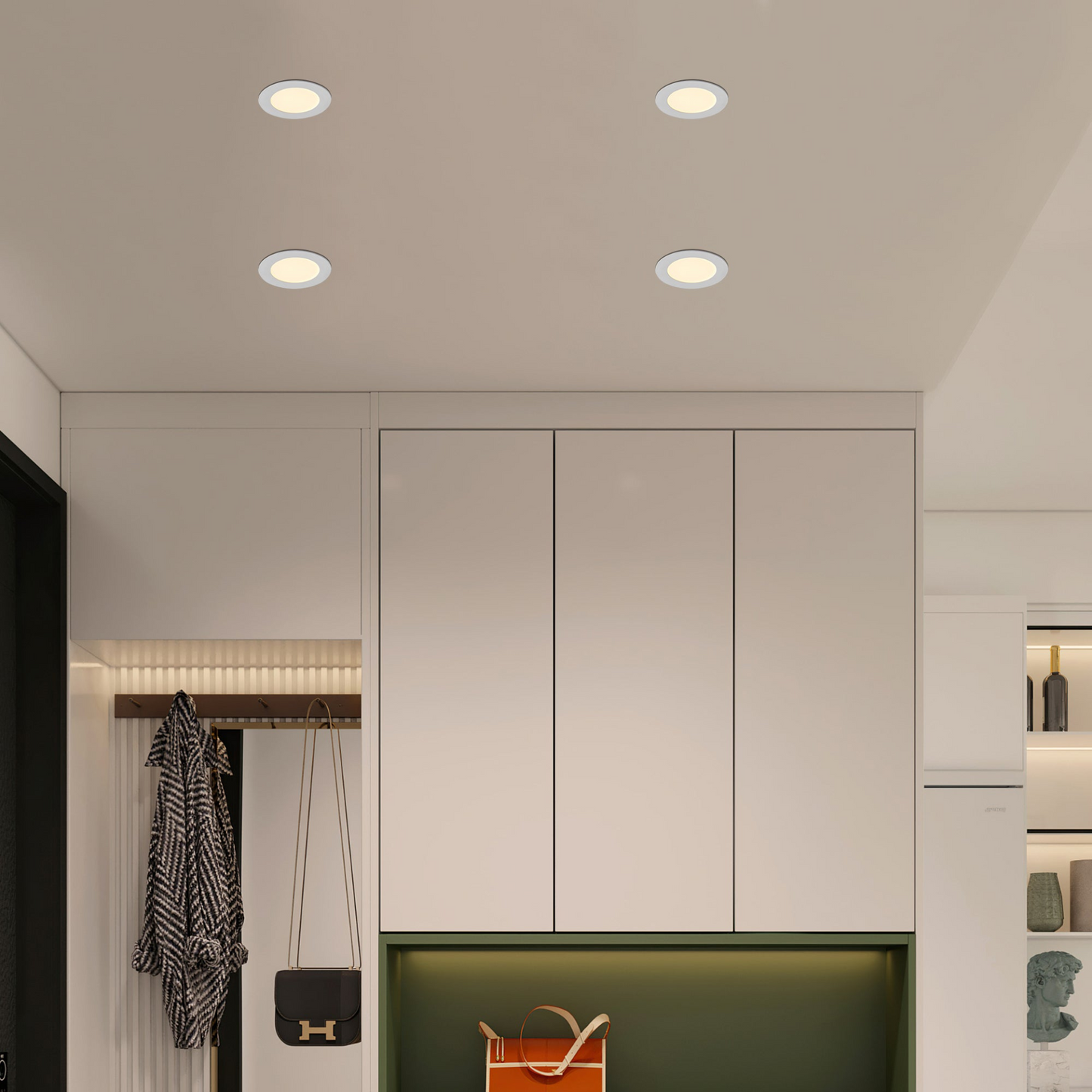 12-Pack 4.7 Inch Ultra-Thin LED Recessed Ceiling Light with Junction Box, 2700K-5000K Dimmable Color Changing Downlight, 9W 810LM, Easy Install, Ideal for Kitchen, Bedroom, Basement