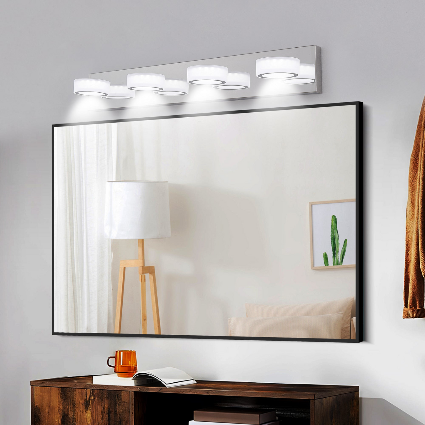 LED Modern Chrome 4-Light Vanity Lights Fixtures Over Mirror Bath Wall Lighting