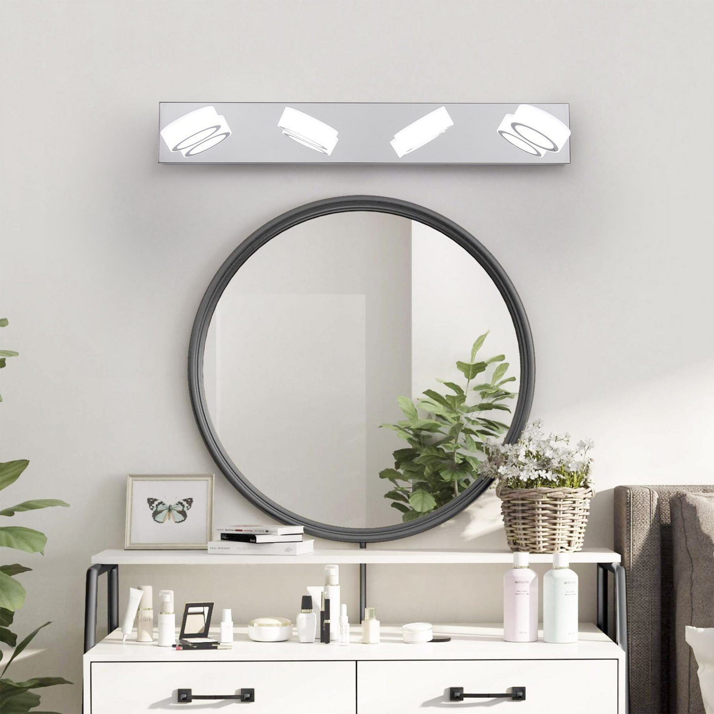 LED Modern Chrome 4-Light Vanity Lights Fixtures Over Mirror Bath Wall Lighting