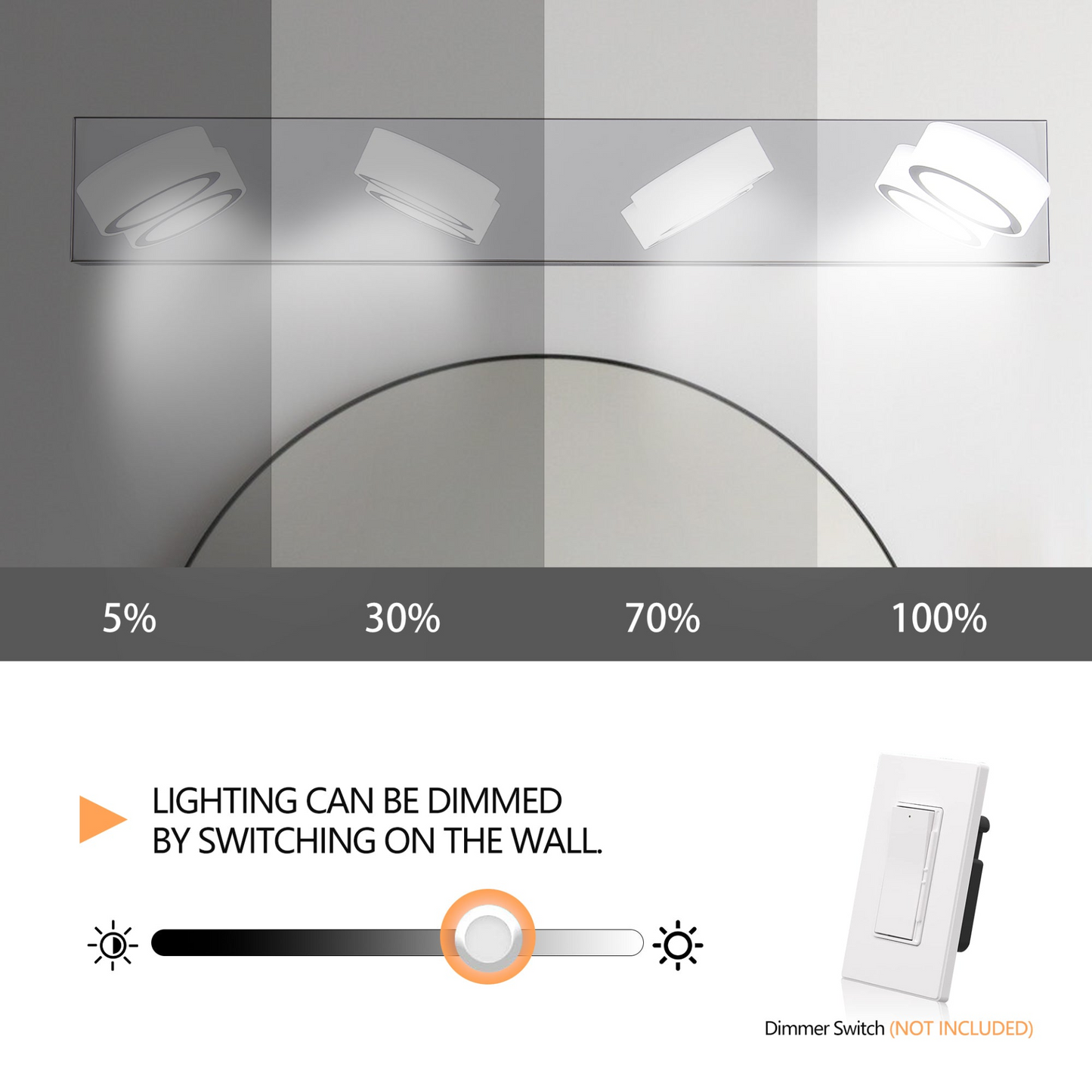 LED Modern Chrome 4-Light Vanity Lights Fixtures Over Mirror Bath Wall Lighting