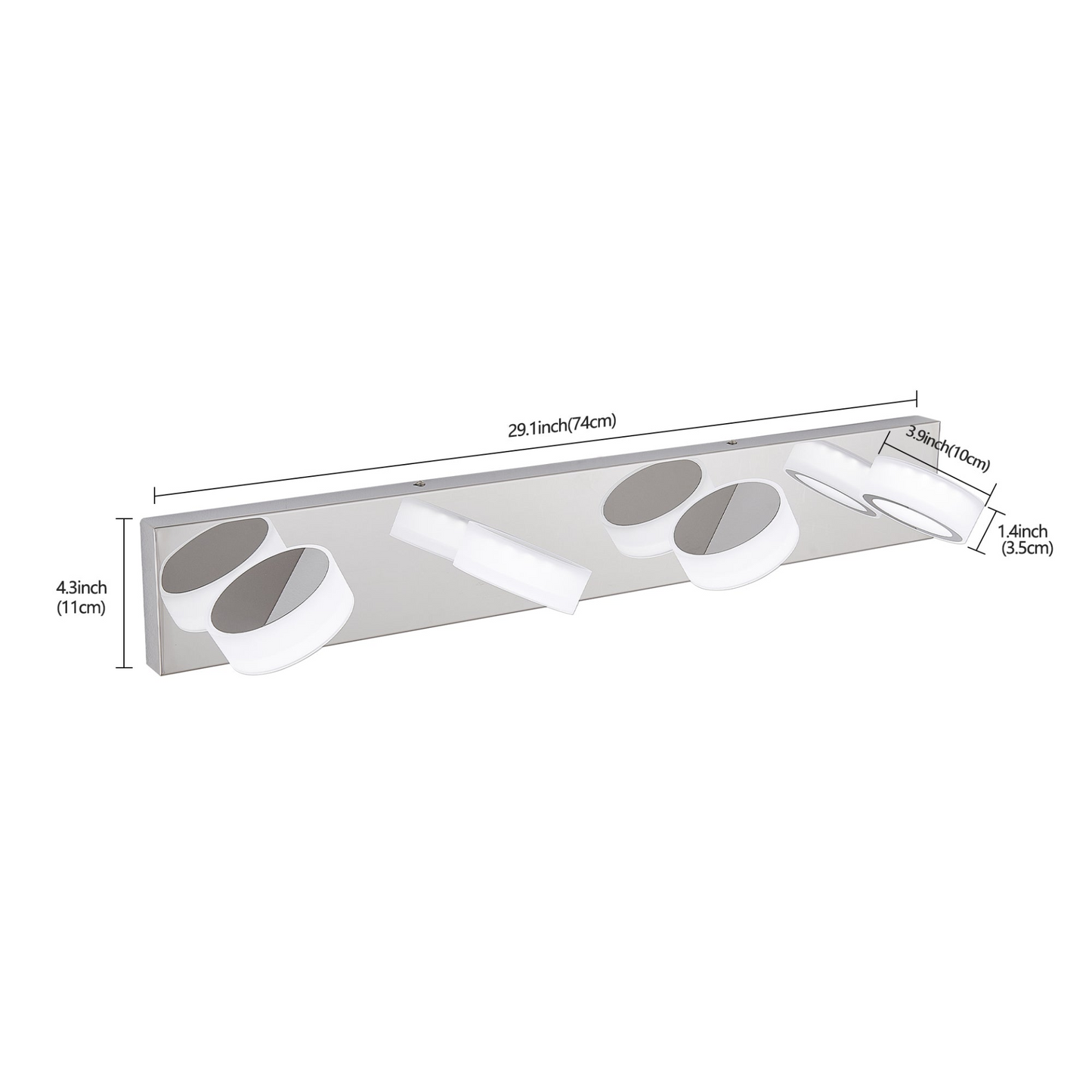 LED Modern Chrome 4-Light Vanity Lights Fixtures Over Mirror Bath Wall Lighting