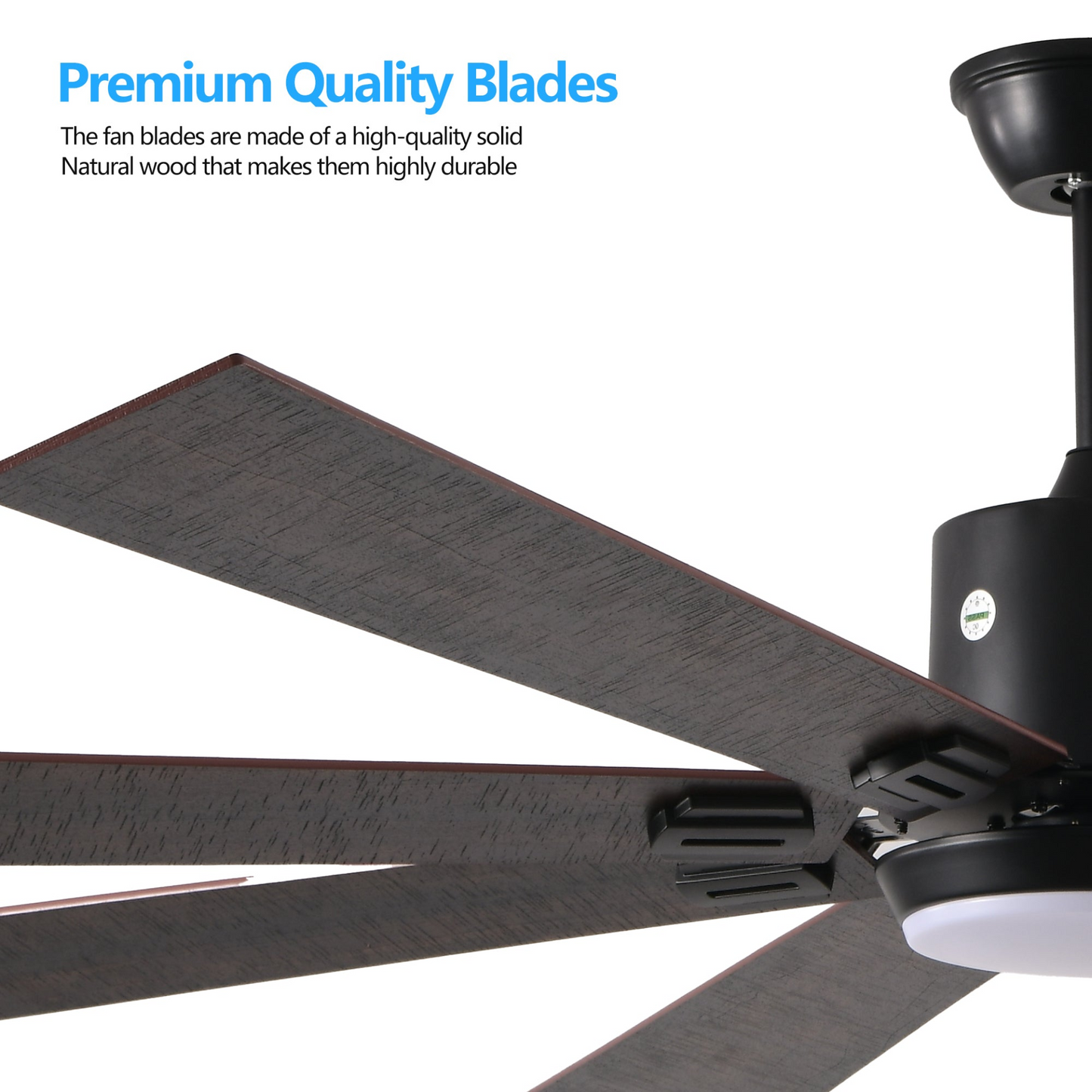 Walnut LED Ceiling Fan Light with 8 Wooden Blades, Remote Control, Dimmable & Adjustable Color Temperature for Living Room, Bedroom, or Dining Room