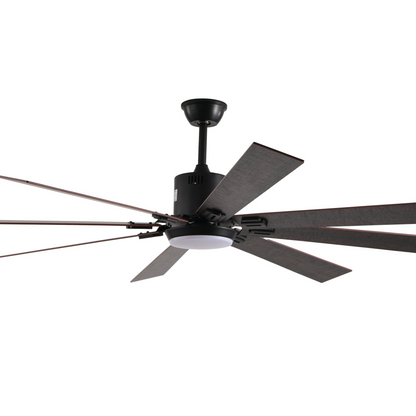 Walnut LED Ceiling Fan Light with 8 Wooden Blades, Remote Control, Dimmable & Adjustable Color Temperature for Living Room, Bedroom, or Dining Room