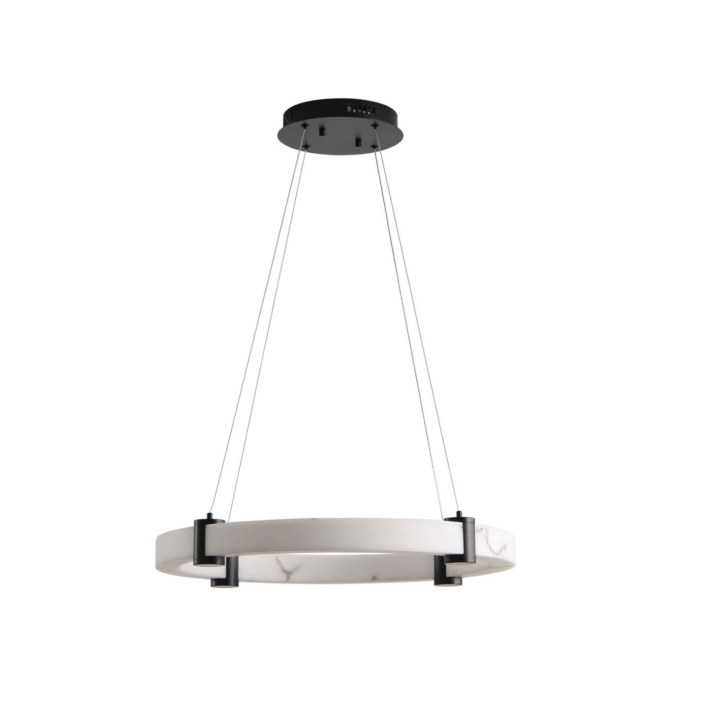 Modern LED Pendant Light, 23.6-Inch Round Hanging Chandelier with Adjustable Height, Imitation Marble Finish Resin Ring, Dimmable Ceiling Light for Dining Room, Kitchen Island, Living Room