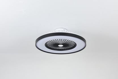 23.2-inch Black and White Ceiling Fan Light with LED RGB – Dimmable and Color-Changing, APP & Remote Control, Modern Smart Ceiling Fan for Living Room, Bedroom, and Dining Room