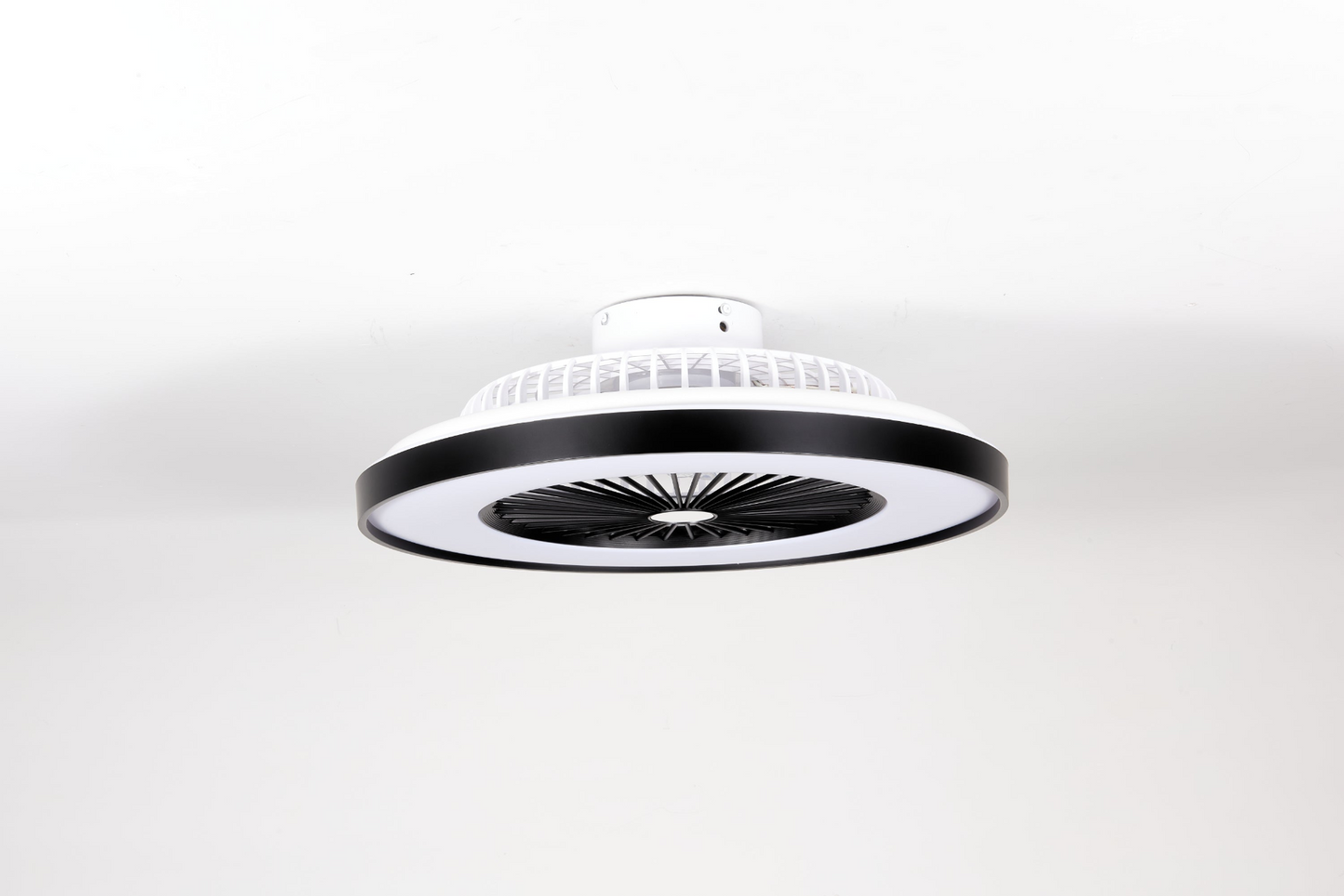 23.2-inch Black and White Ceiling Fan Light with LED RGB – Dimmable and Color-Changing, APP & Remote Control, Modern Smart Ceiling Fan for Living Room, Bedroom, and Dining Room