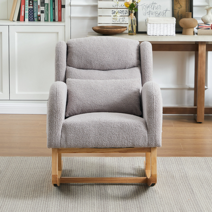27.2"W Modern Accent High Backrest Living Room Lounge Arm Rocking Chair, Two Side Pocket