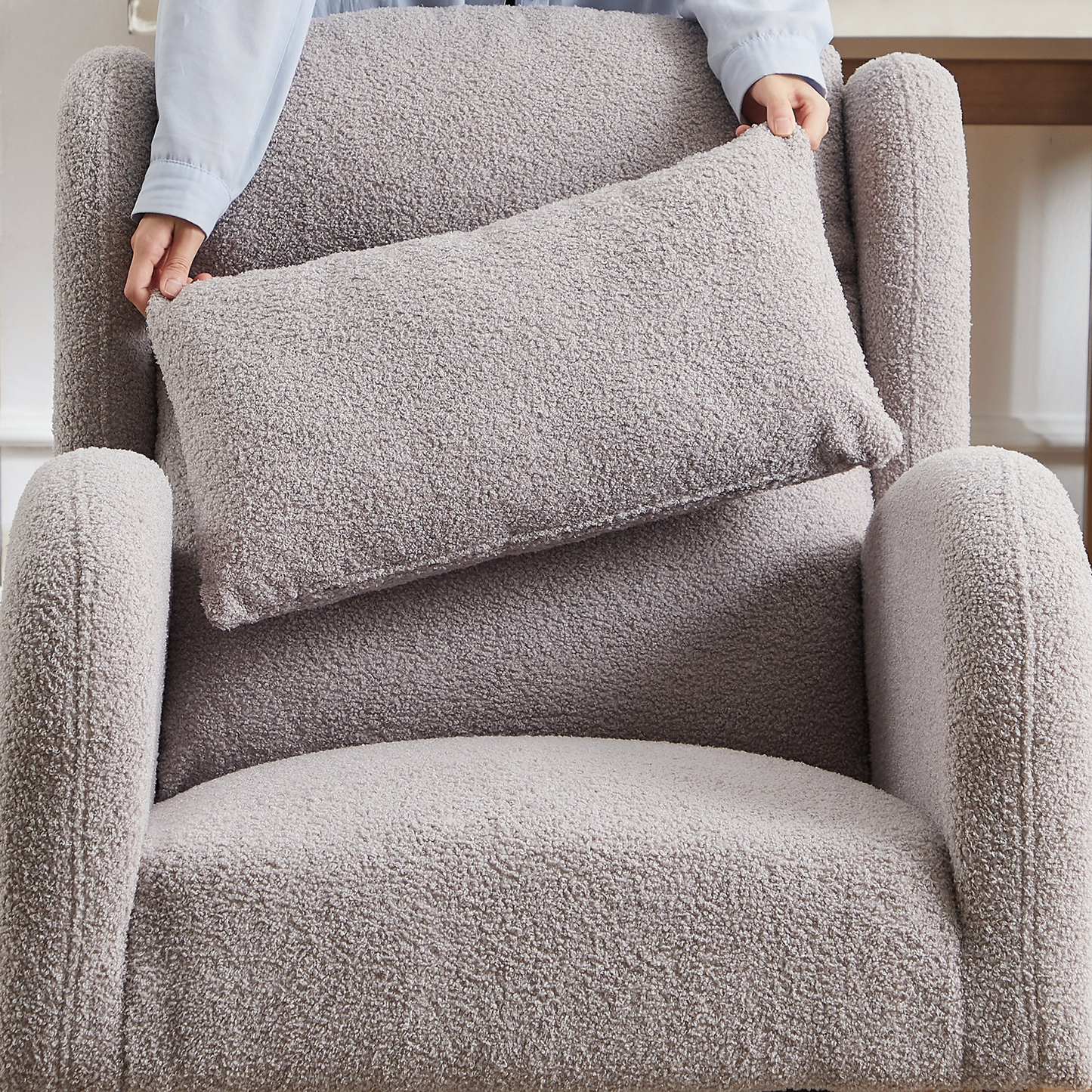27.2"W Modern Accent High Backrest Living Room Lounge Arm Rocking Chair, Two Side Pocket