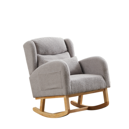 27.2"W Modern Accent High Backrest Living Room Lounge Arm Rocking Chair, Two Side Pocket