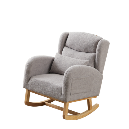 27.2"W Modern Accent High Backrest Living Room Lounge Arm Rocking Chair, Two Side Pocket