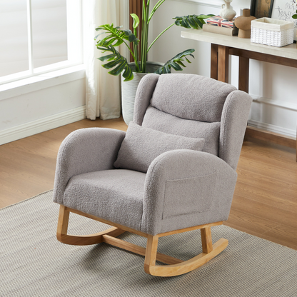 27.2"W Modern Accent High Backrest Living Room Lounge Arm Rocking Chair, Two Side Pocket