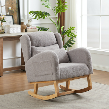 27.2"W Modern Accent High Backrest Living Room Lounge Arm Rocking Chair, Two Side Pocket