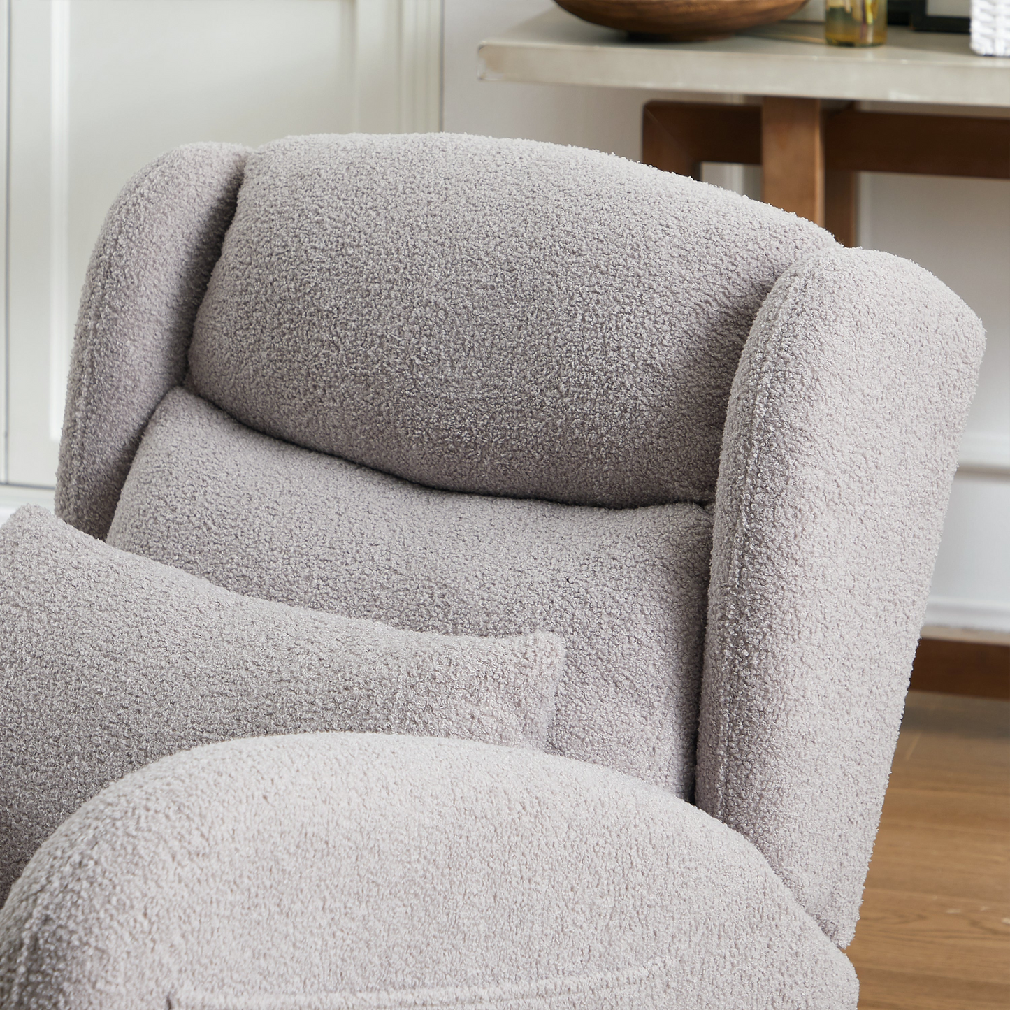 27.2"W Modern Accent High Backrest Living Room Lounge Arm Rocking Chair, Two Side Pocket