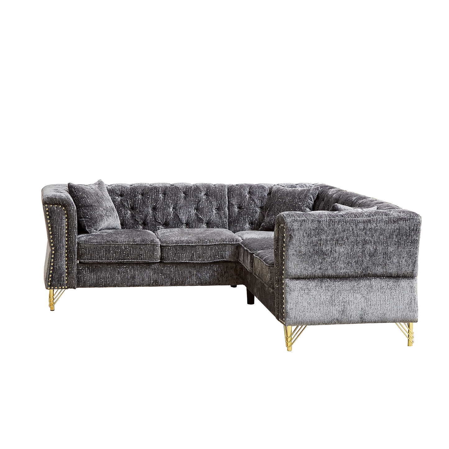81.5-Inch Chenille Corner Sofa , L-Shaped Sectional Couch, 5-Seater Corner Sofas with 3 Cushions for Living Room, Bedroom, Apartment, Office