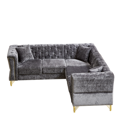 81.5-Inch Chenille Corner Sofa , L-Shaped Sectional Couch, 5-Seater Corner Sofas with 3 Cushions for Living Room, Bedroom, Apartment, Office