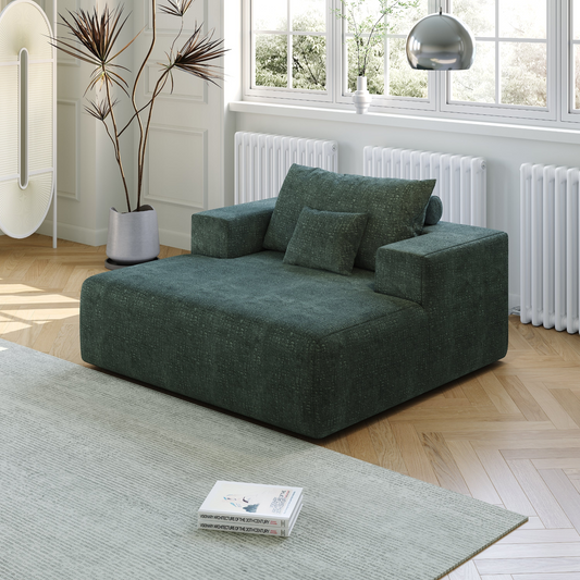 55-inch Chenille Sponge Sofa Lounge Chair,No Assembly Required,Fluffy Modern Sleeper Chair for Indoor Living Room Bedroom