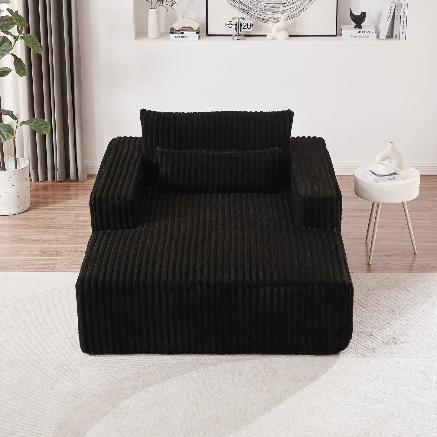 75-Inch Corduroy Sponge Sofa Lounge Chair,No Assembly Required,Fluffy Modern Sleeper Chair for Indoor Living Room Bedroom