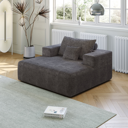 55-inch Chenille Sponge Sofa Lounge Chair,No Assembly Required,Fluffy Modern Sleeper Chair for Indoor Living Room Bedroom
