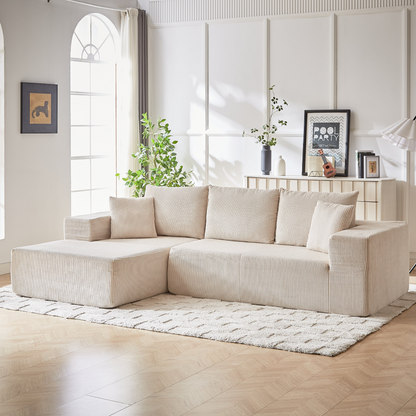Modern Corduroy Upholstered Sectional Sofa Couch Set,Modular 108" L Shaped Sectional Living Room Sofa Set With 5 Pillows,Free Combination Sofa Couch for Living Room,Bedroom(Left Chaise)