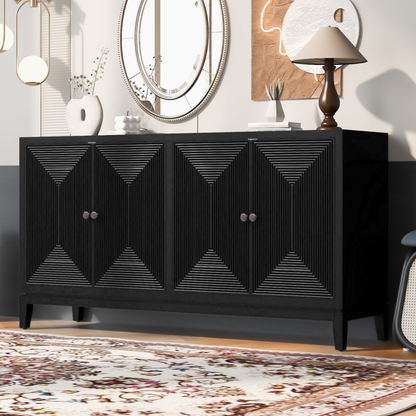 Sleek Storage Cabinet Sideboard Buffet with Vertical Line Design,Suitable for Study,Entrance and Living Room
