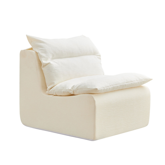 Accent Armless Chair Lazy Floor Seating, Leisure Accent Single Couch with Backrest  Single Sofa Lounger for Living Room, Bedroom, Office, Single Seat, WHITE