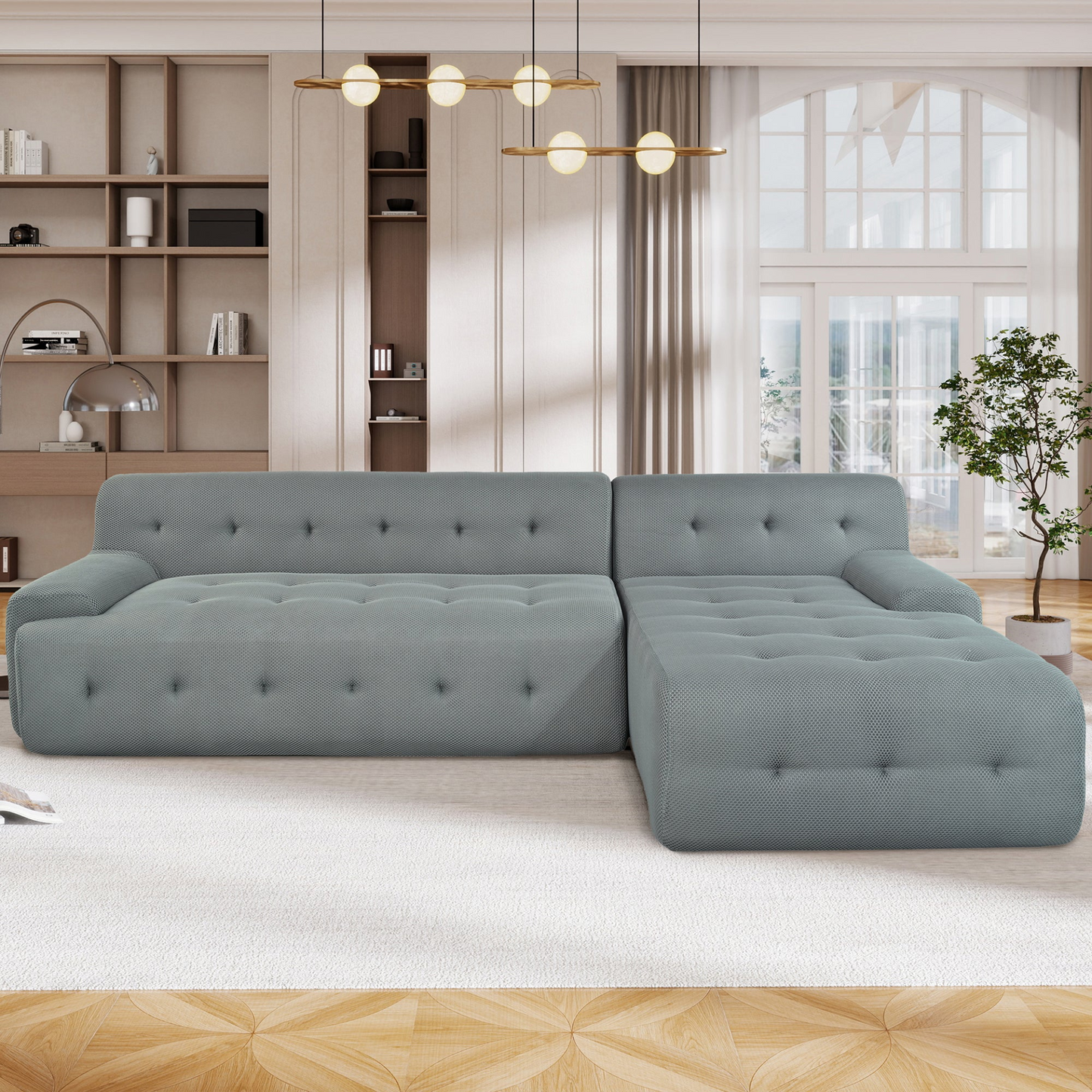 Modern Large L-Shaped Modular Sofa, Minimalist Style, 2-Piece Set with Free Combinations, Suitable for Living Rooms, Apartments, and Lounges