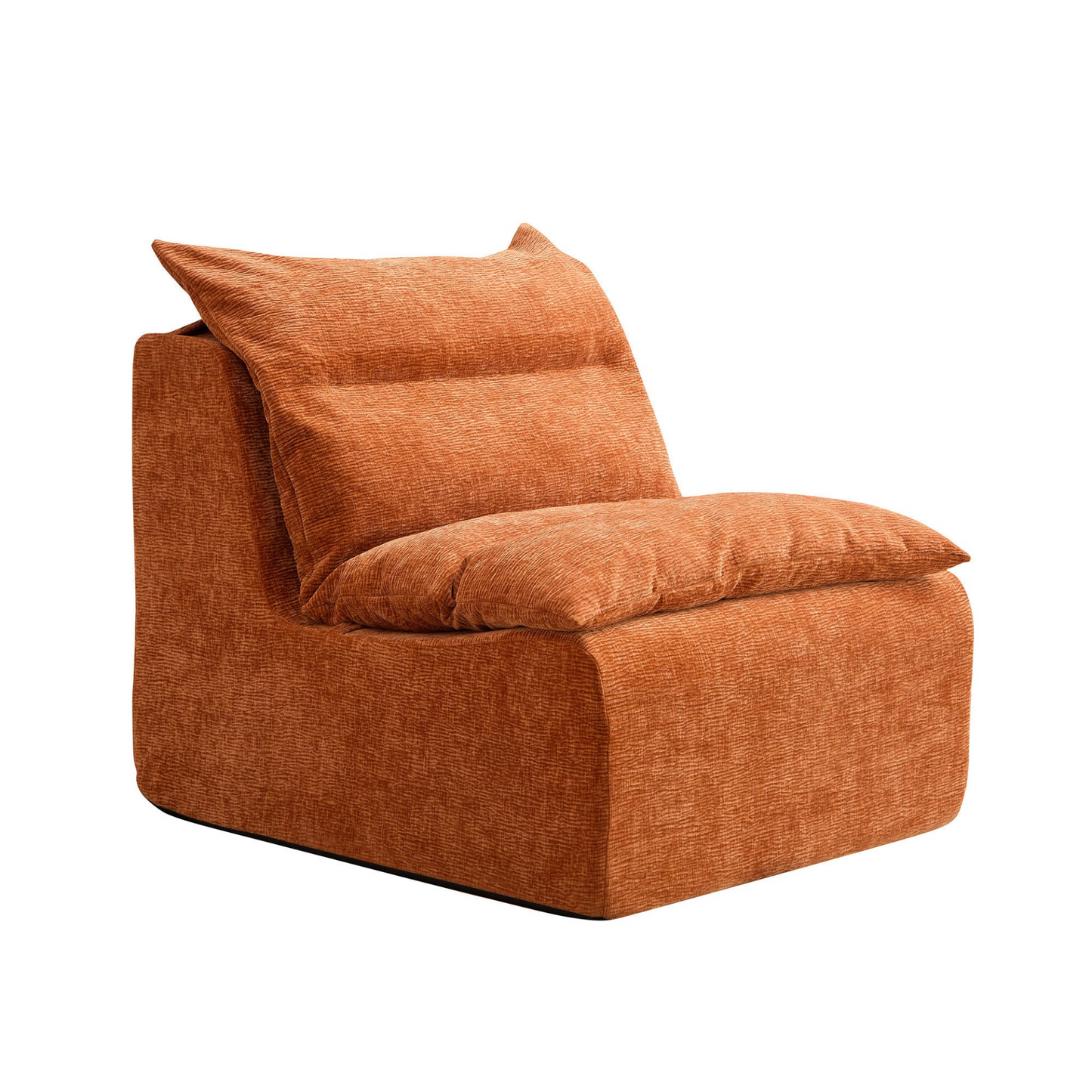 Accent Armless Chair Lazy Floor Seating, Single Chair Sofa Lounger Leisure Accent Single Couch with Backrest  for Living Room, Bedroom, Office, Single Seat, ORANGE