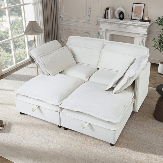 Double-Layer Cushion Modular Sofa, Freely Combinable, 4-Seater with Storage Function, Includes 4 Soft Cushions, Perfect for Living Rooms, Offices, and Apartments