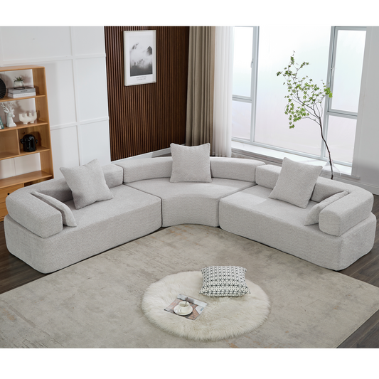 Oversized Combination Sofa,Curved Sofa,Upholstered 4 Seater Couch for Living Room,  Modern Modular 3 Piece Free Combination, Semicircular Modular  Sofa ,  Boucle, Gray