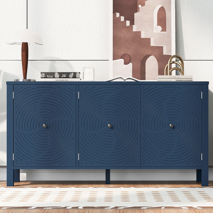 Sideboard with Curved Swirl Patterned Doors and Artistic Three-Door Design,Suitable for Living Rooms,Entrance and Study