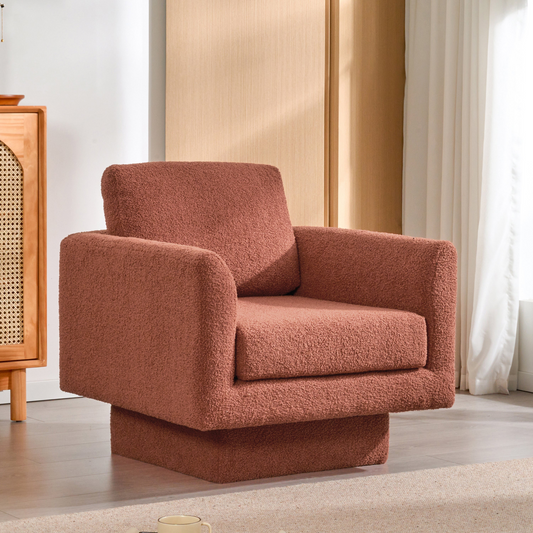 360° Modern Swivel Accent Chair,30" W Teddy Sherpa Round Armchair,Thick Padded Single Lounge Sofa,Upholstered Comfy Barrel Chair,Reading Club Chair for Living Room,Nursery,Bedroom,4 Colors