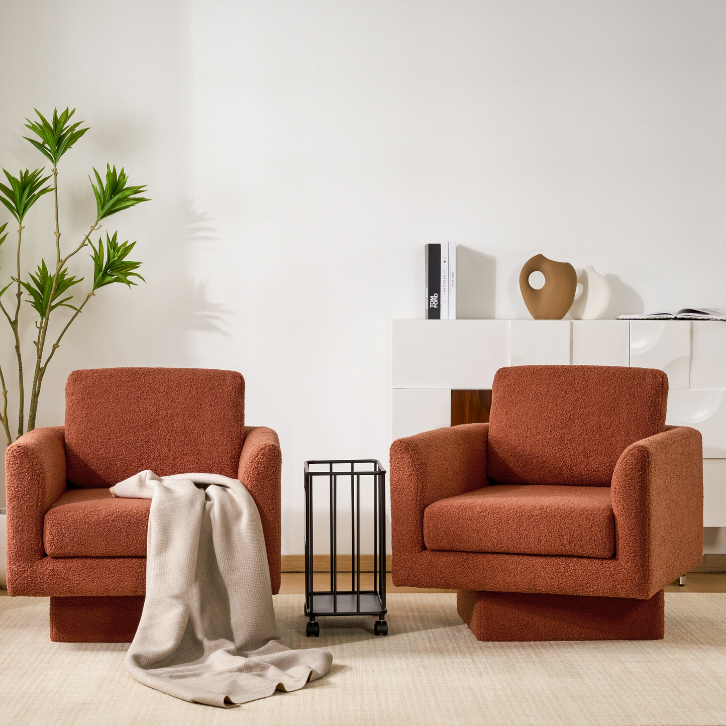 360° Modern Swivel Accent Chairs set of 2,30" W Teddy Sherpa Round Armchair,Thick Padded Lounge Sofa,Upholstered Comfy Barrel Chair,Reading Club Chair for Living Room,Nursery,Bedroom,4 Colors