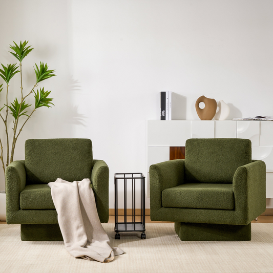 360° Modern Swivel Accent Chairs set of 2,30" W Teddy Sherpa Round Armchair,Thick Padded Lounge Sofa,Upholstered Comfy Barrel Chair,Reading Club Chair for Living Room,Nursery,Bedroom,4 Colors