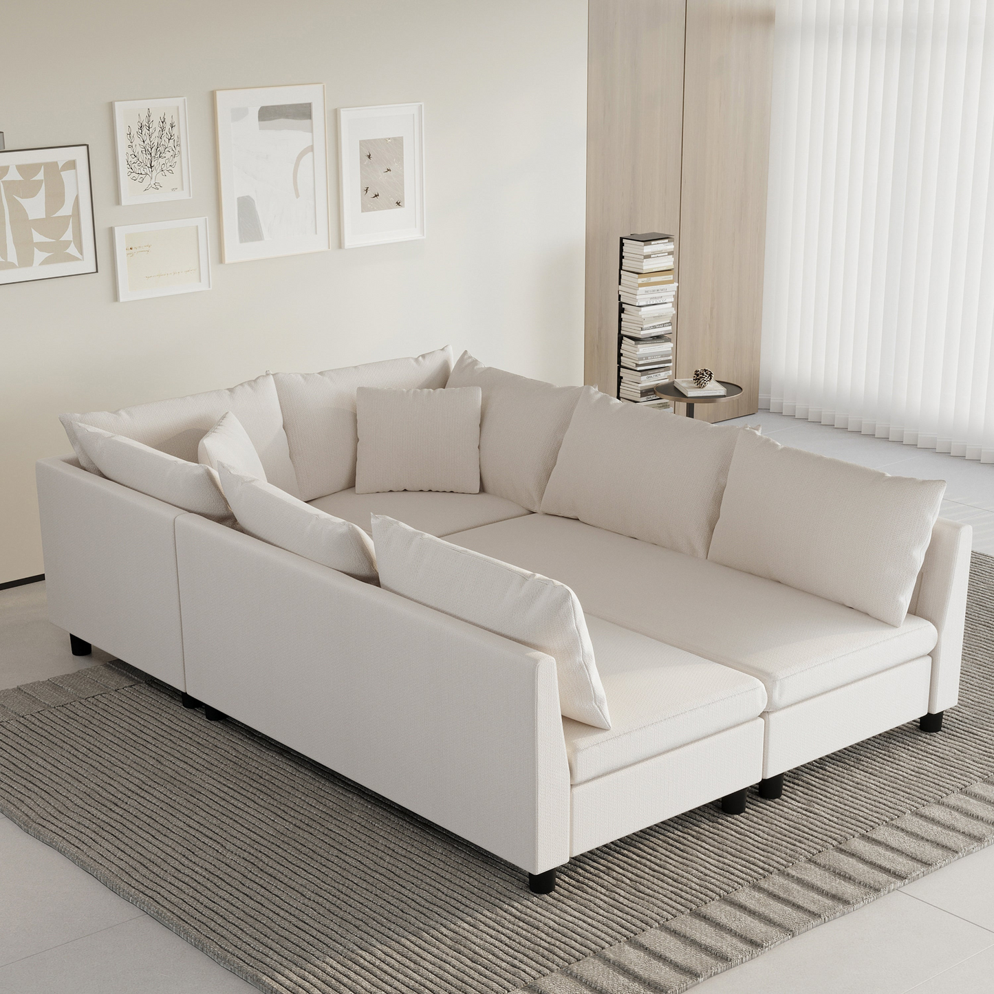 86*60'' Modular Sectional Sofa Bed,Chenille Couch Set with Pillows,Free Combination,Minimalist Style Indoor Furniture,Oversized 6 Seat Convertible Sofa for Living Room,Apartment,2 Colors