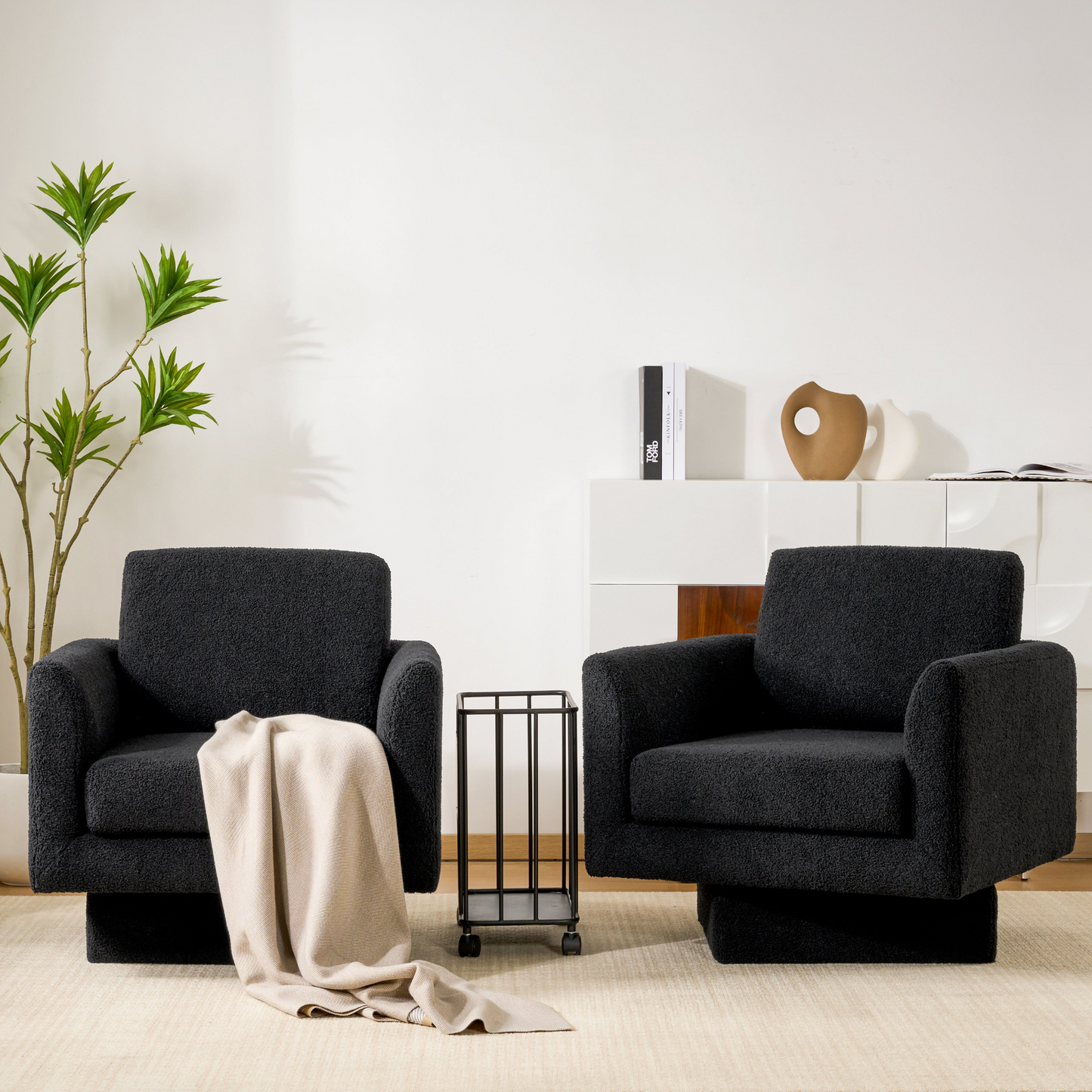 360° Modern Swivel Accent Chairs set of 2,30" W Teddy Sherpa Round Armchair,Thick Padded Lounge Sofa,Upholstered Comfy Barrel Chair,Reading Club Chair for Living Room,Nursery,Bedroom,4 Colors