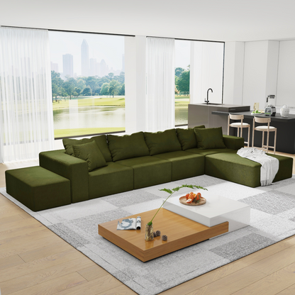 Modern Upholstered Sectional Sofa Couch Set,Modular 132" L Shaped Sectional Living Room Sofa Set With 6 Pillows,Free Combination Sofa Couch for Living Room,Bedroom