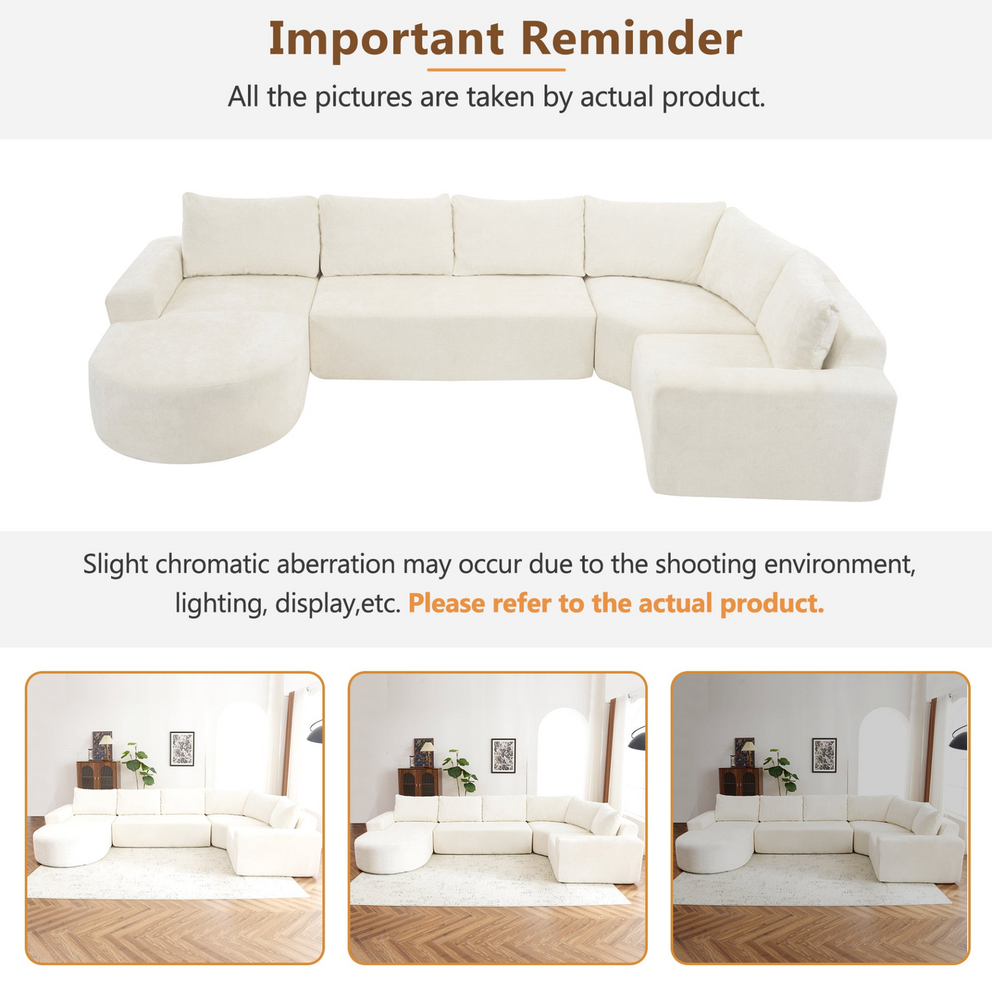 141.7" Oversized Modular Sofa Cloud Sectional Sofa Set Upholstered Couches U-shaped Sofa with Deep Seat for Living Room, Beige